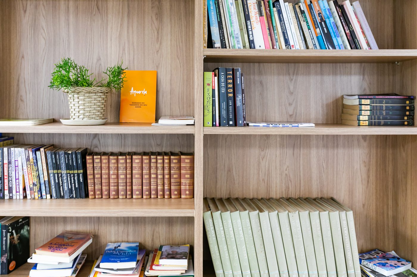 Biblioteca do Aquarela com livros e materiais de leitura